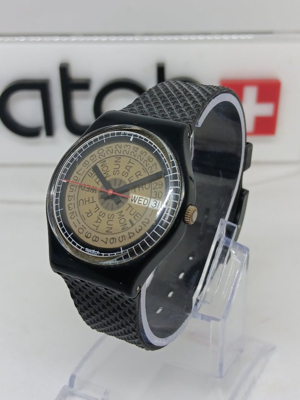 VINTAGE 1988 Swatch GB713 "Tickertape" Unisex 34mm Swiss Watch NEW BATTERY